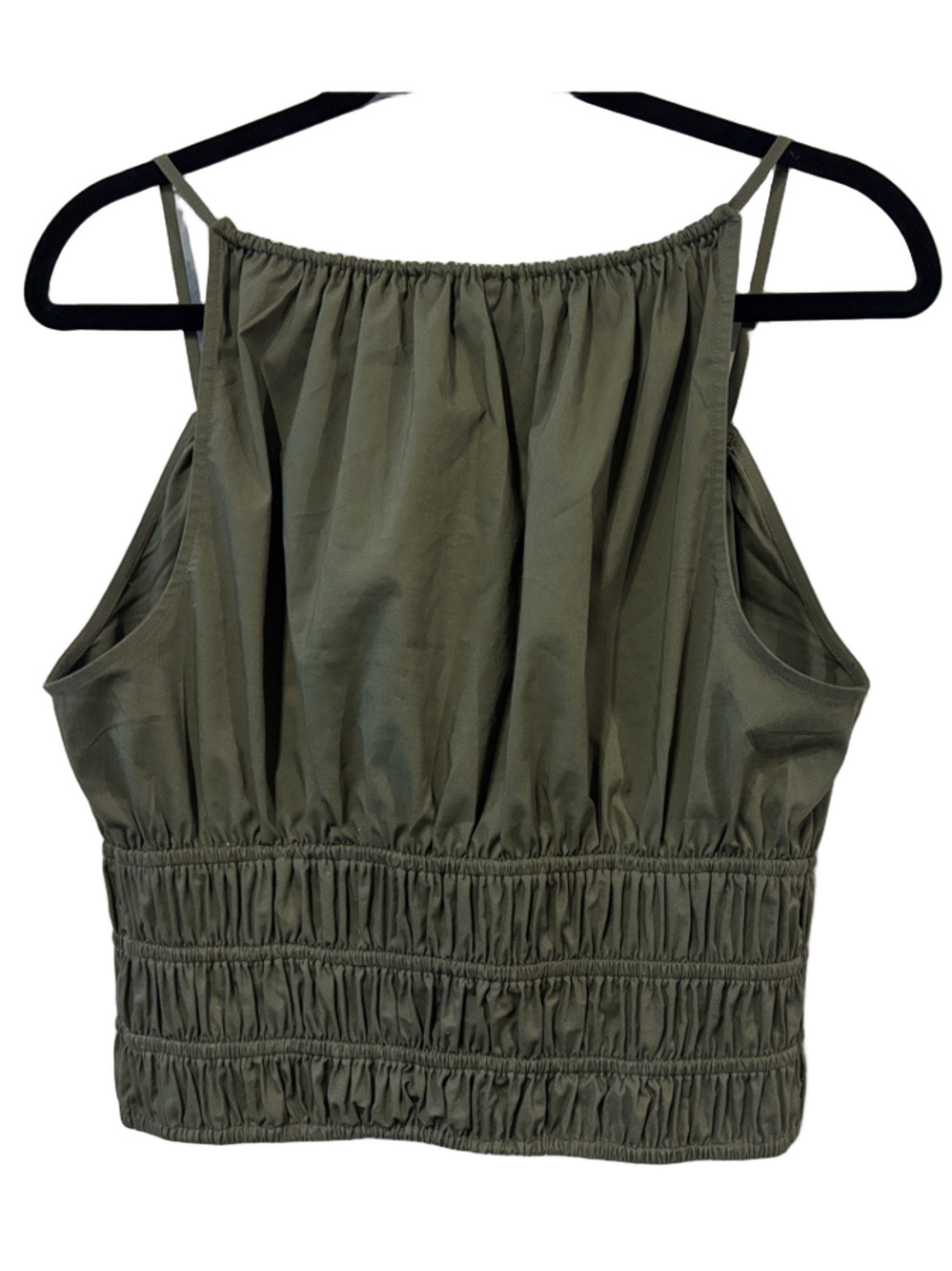 Express Olive Green Cropped Smocked Tank Top Size M - Picture 3 of 3